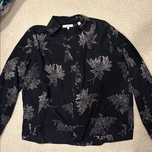 Vince Black Floral Button-Down Blouse